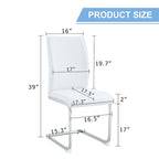 Modern Set of 2 Dining Chairs with PU Backrest High-Density Foam Seat Arched Metal Legs, for Dining Room Living Room Bedroom