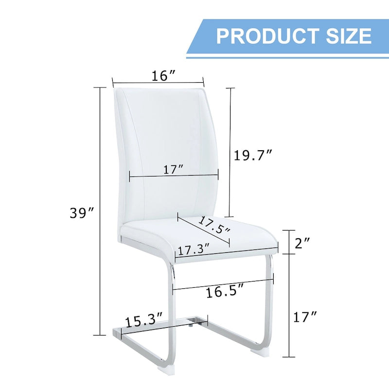 Modern Set of 2 Dining Chairs with PU Backrest High-Density Foam Seat Arched Metal Legs, for Dining Room Living Room Bedroom