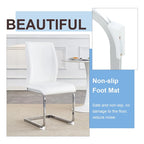 Modern Set of 2 Dining Chairs with PU Backrest High-Density Foam Seat Arched Metal Legs, for Dining Room Living Room Bedroom