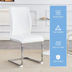 Modern Set of 2 Dining Chairs with PU Backrest High-Density Foam Seat Arched Metal Legs, for Dining Room Living Room Bedroom