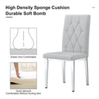 Modern Set of 4 Armless Dining Chairs with Grid Quilted Studded Backrest Metal Legs, for Dining Room Living Room and Bedroom