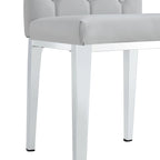 Modern Set of 4 Armless Dining Chairs with Grid Quilted Studded Backrest Metal Legs, for Dining Room Living Room and Bedroom