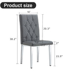 Modern Set of 4 Armless Dining Chairs with Grid Quilted Studded Backrest Metal Legs, for Dining Room Living Room and Bedroom