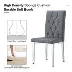 Modern Set of 4 Armless Dining Chairs with Grid Quilted Studded Backrest Metal Legs, for Dining Room Living Room and Bedroom