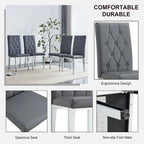 Modern Set of 4 Armless Dining Chairs with Grid Quilted Studded Backrest Metal Legs, for Dining Room Living Room and Bedroom