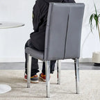 Modern Set of 4 Armless Dining Chairs with Grid Quilted Studded Backrest Metal Legs, for Dining Room Living Room and Bedroom