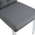 Modern Set of 4 Armless Dining Chairs with Grid Quilted Studded Backrest Metal Legs, for Dining Room Living Room and Bedroom