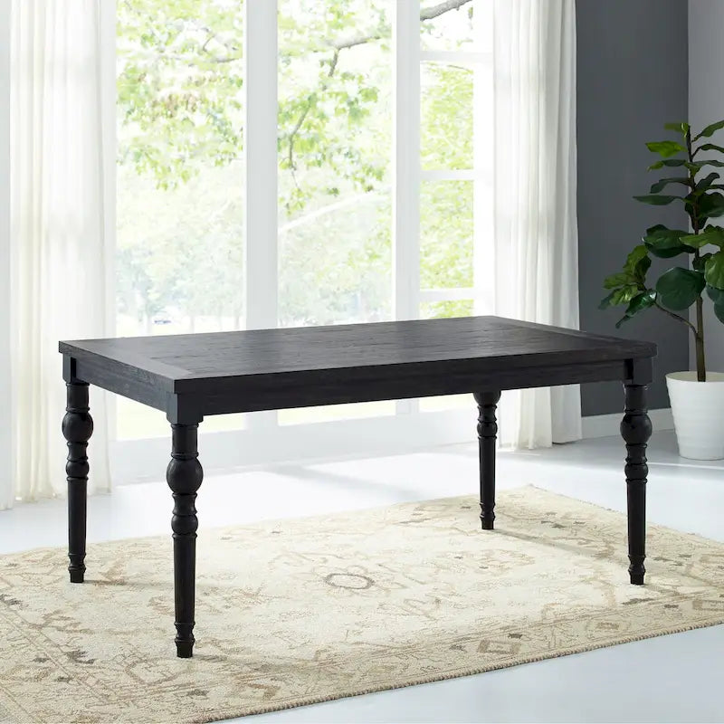 Indoor Dining Table and Chair Sets Rustic Farmhouse Dining Table and Chair Sets with Turned Legs and Button Tufted Backrest