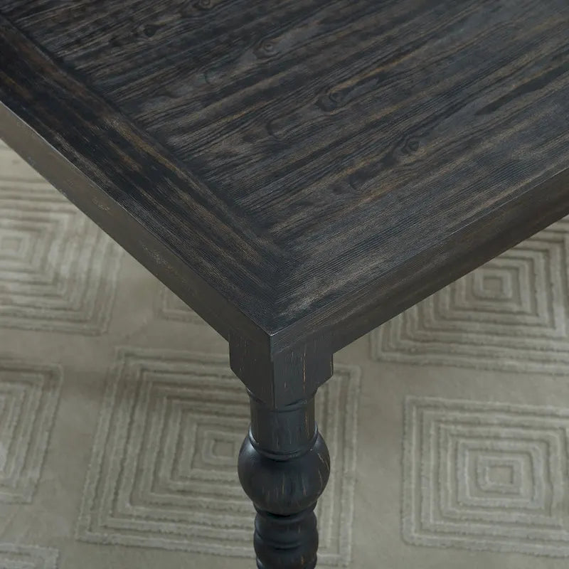 Indoor Dining Table and Chair Sets Rustic Farmhouse Dining Table and Chair Sets with Turned Legs and Button Tufted Backrest
