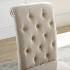 Indoor Dining Table and Chair Sets Rustic Farmhouse Dining Table and Chair Sets with Turned Legs and Button Tufted Backrest
