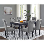 Indoor Dining Table and Chair Sets Rustic Farmhouse Dining Table and Chair Sets with Turned Legs and Button Tufted Backrest