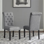 Indoor Dining Table and Chair Sets Rustic Farmhouse Dining Table and Chair Sets with Turned Legs and Button Tufted Backrest