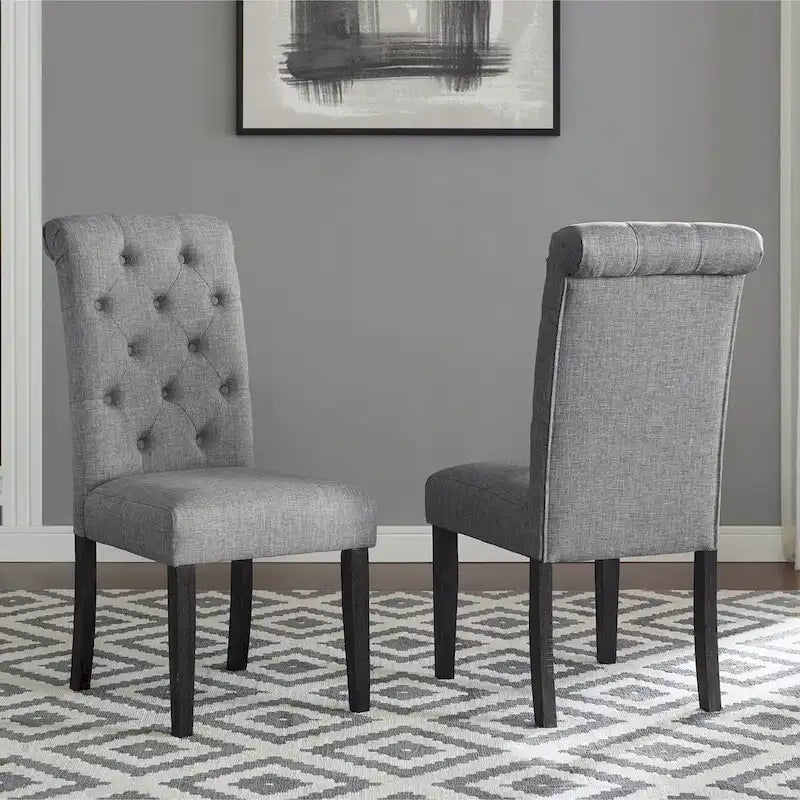 Indoor Dining Table and Chair Sets Rustic Farmhouse Dining Table and Chair Sets with Turned Legs and Button Tufted Backrest