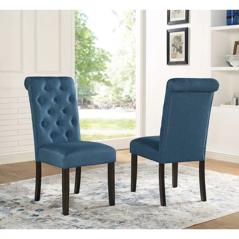 Indoor Dining Table and Chair Sets Rustic Farmhouse Dining Table and Chair Sets with Turned Legs and Button Tufted Backrest