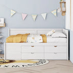 Nordic Creative Full Size Daybed with Drawers and Shelves Storage Bed Frame for Kids Teens Adults Space-Saving, Easy Assembly