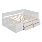 Nordic Creative Full Size Daybed with Drawers and Shelves Storage Bed Frame for Kids Teens Adults Space-Saving, Easy Assembly