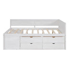Nordic Creative Full Size Daybed with Drawers and Shelves Storage Bed Frame for Kids Teens Adults Space-Saving, Easy Assembly