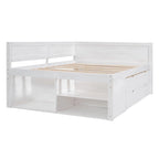 Nordic Creative Full Size Daybed with Drawers and Shelves Storage Bed Frame for Kids Teens Adults Space-Saving, Easy Assembly