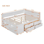 Nordic Creative Full Size Daybed with Drawers and Shelves Storage Bed Frame for Kids Teens Adults Space-Saving, Easy Assembly