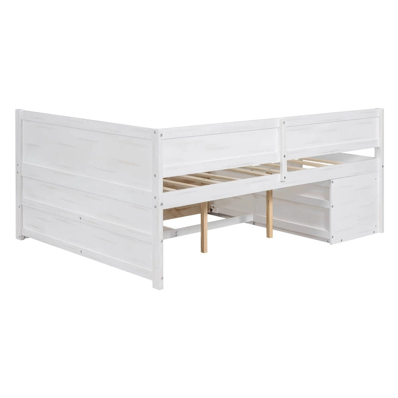 Nordic Creative Full Size Daybed with Drawers and Shelves Storage Bed Frame for Kids Teens Adults Space-Saving, Easy Assembly