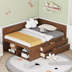 Nordic Creative Full Size Daybed with Drawers and Shelves Storage Bed Frame for Kids Teens Adults Space-Saving, Easy Assembly