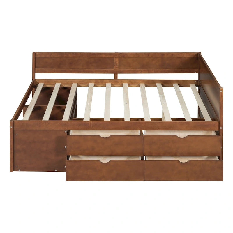 Nordic Creative Full Size Daybed with Drawers and Shelves Storage Bed Frame for Kids Teens Adults Space-Saving, Easy Assembly
