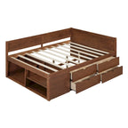 Nordic Creative Full Size Daybed with Drawers and Shelves Storage Bed Frame for Kids Teens Adults Space-Saving, Easy Assembly
