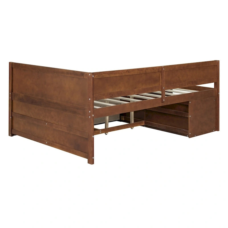 Nordic Creative Full Size Daybed with Drawers and Shelves Storage Bed Frame for Kids Teens Adults Space-Saving, Easy Assembly
