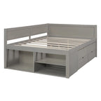 Nordic Creative Full Size Daybed with Drawers and Shelves Storage Bed Frame for Kids Teens Adults Space-Saving, Easy Assembly