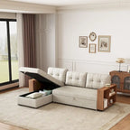 GDFStudio - Vinnas Convertible Sectional Sofa with Pull-Out Bed and Hidden Storage Chaise