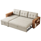 GDFStudio - Vinnas Convertible Sectional Sofa with Pull-Out Bed and Hidden Storage Chaise
