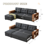 GDFStudio - Vinnas Convertible Sectional Sofa with Pull-Out Bed and Hidden Storage Chaise