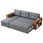 GDFStudio - Vinnas Convertible Sectional Sofa with Pull-Out Bed and Hidden Storage Chaise