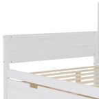 Wooden Full Size Daybed with Storage Shelves, Two Drawers & Study Desk,Antique White