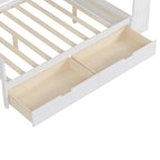 Wooden Full Size Daybed with Storage Shelves, Two Drawers & Study Desk,Antique White