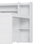 Wooden Full Size Daybed with Storage Shelves, Two Drawers & Study Desk,Antique White