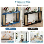 53 Arrow Console Table with Woven Rattan