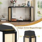 53 Arrow Console Table with Woven Rattan