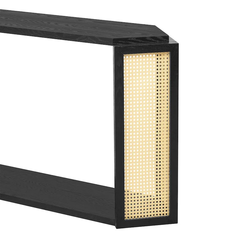 53 Arrow Console Table with Woven Rattan