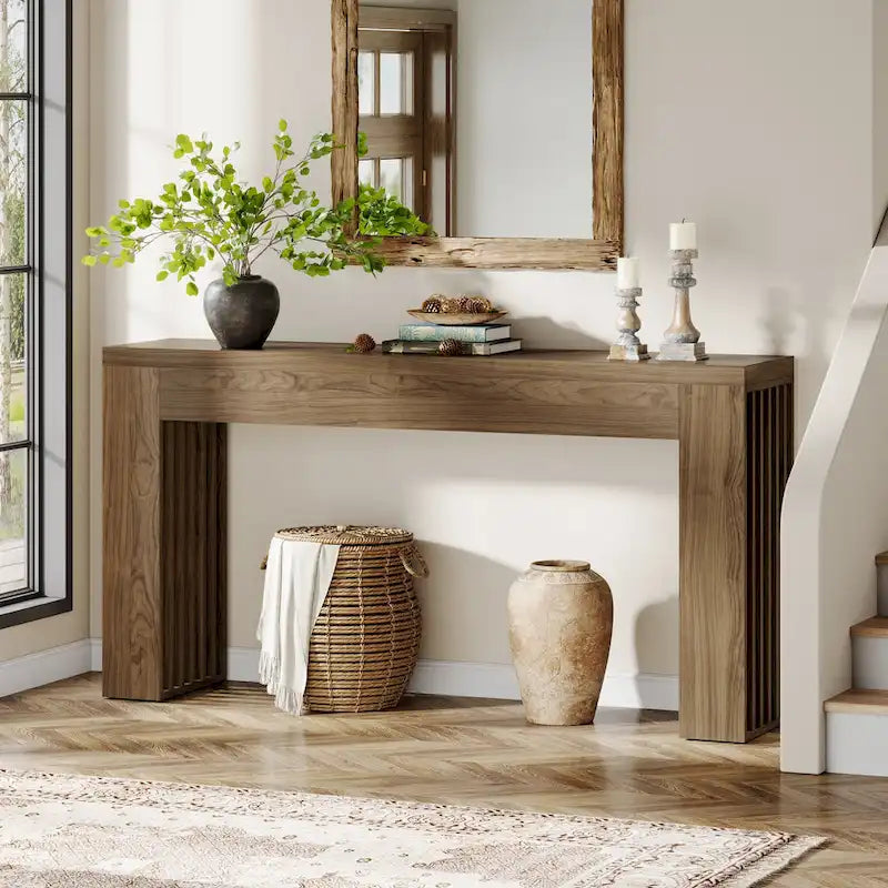 59-Inch Console Table for Living Room, Farmhouse Entryway Table