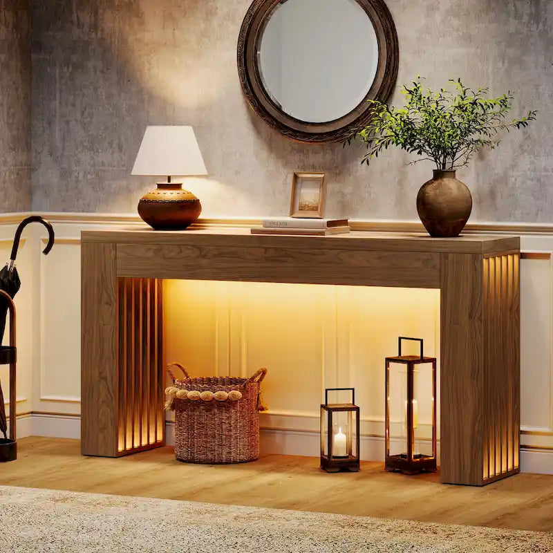 59-Inch Console Table for Living Room, Farmhouse Entryway Table
