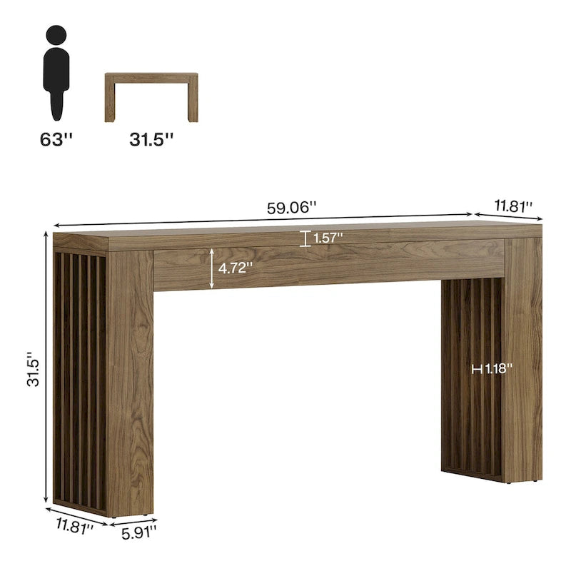59-Inch Console Table for Living Room, Farmhouse Entryway Table