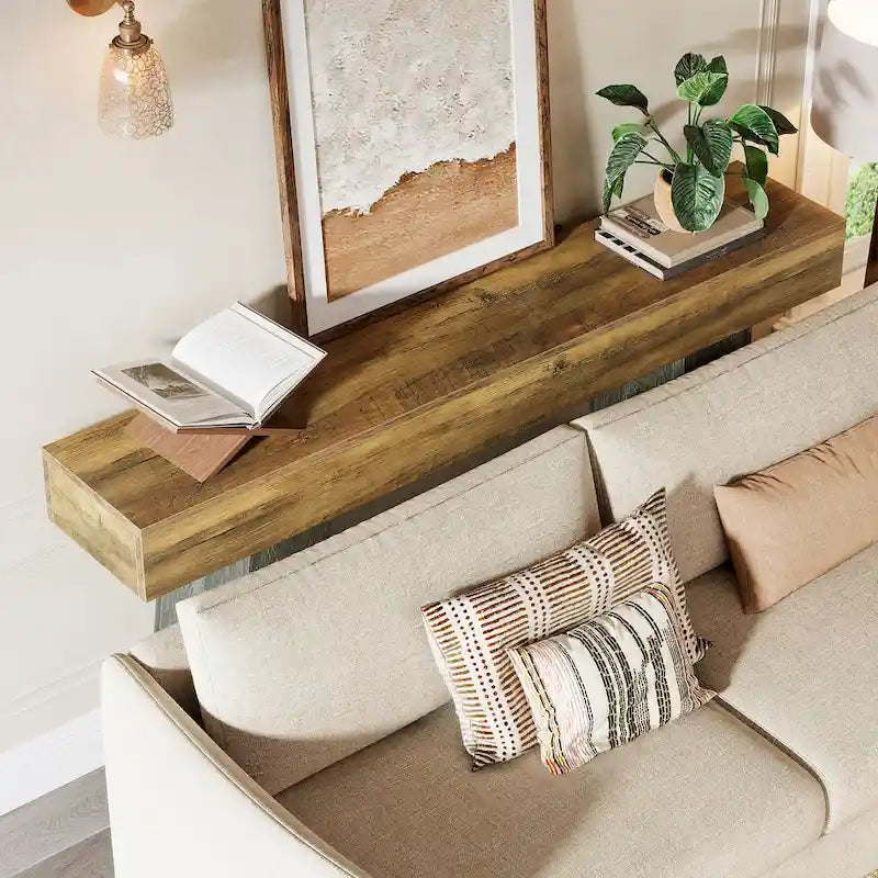 Farmhouse Entryway Table, 63-Inch Long Wooden Sofa Console Table