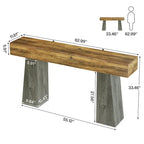 Farmhouse Entryway Table, 63-Inch Long Wooden Sofa Console Table
