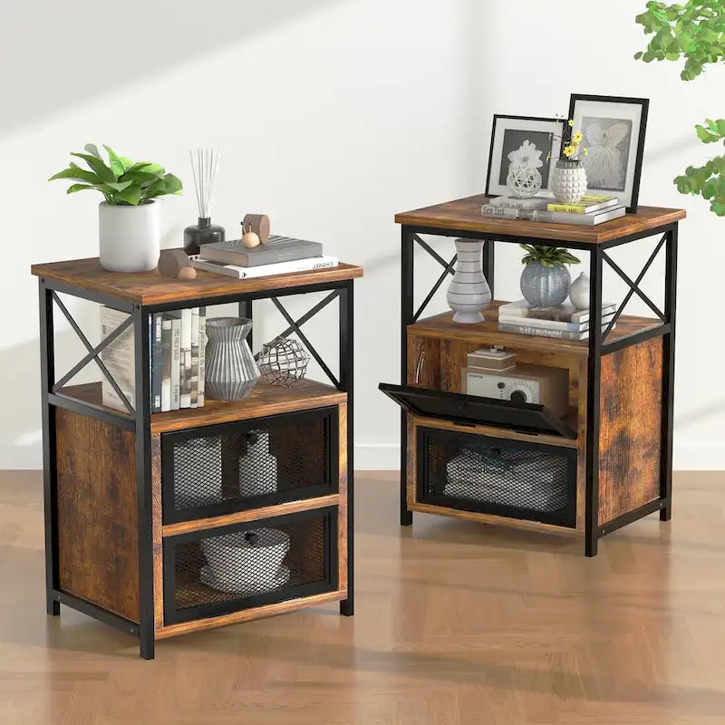 VECELO 3-piece Coffee Table Set,Lift Top Coffee Table with Hidden Storage and Nightstands Set of 2