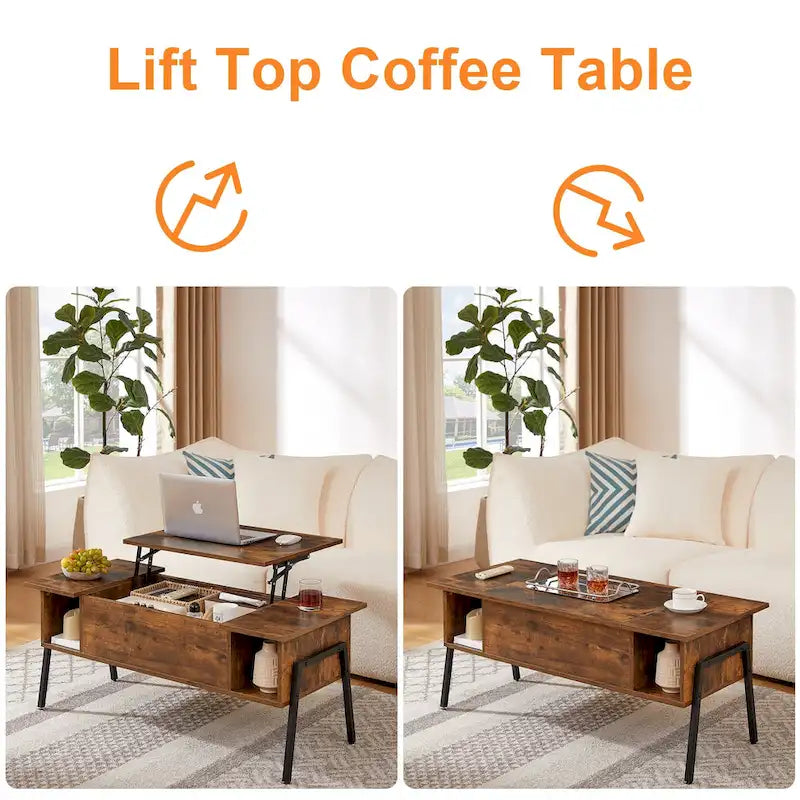 VECELO 3-piece Coffee Table Set,Lift Top Coffee Table with Hidden Storage and Nightstands Set of 2