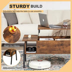 VECELO 3-piece Coffee Table Set,Lift Top Coffee Table with Hidden Storage and Nightstands Set of 2