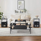 VECELO 3-piece Coffee Table Set,Lift Top Coffee Table with Hidden Storage and Nightstands Set of 2