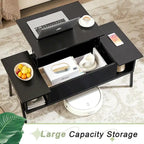 VECELO 3-piece Coffee Table Set,Lift Top Coffee Table with Hidden Storage and Nightstands Set of 2