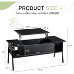 VECELO 3-piece Coffee Table Set,Lift Top Coffee Table with Hidden Storage and Nightstands Set of 2